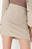 Kadın Moda Stil Mini Astarsız Dokuma A-line Kaşe Kumaş Mini Dokuma Etek
