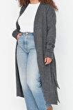 Kadın Büyük Beden Moda Şık Uzun V Yaka Uzun Kol Düz Oversize Triko Hırka