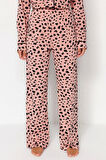 Kadın %100 Pamuk Gömlek Yaka Uzun Kol %100 Pamuk Leopar Desenli Gömlek-Pantolon Örme Pijama Takımı