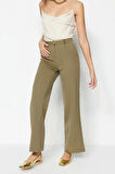 Kadın Yeni Moda Geniş Paça Uzun Boy Dokuma Yüksek Bel Wide Leg Geniş Paça Pilili Pantolon