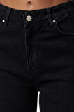 Kadın Moda Şık Kot Pantolon Geniş Paça Regular Boy Denim Pens Detaylı Yüksek Bel Uzun Straight Jeans