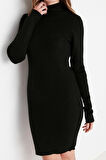 Yeni Slim Casual Günlük Tek Plaka Triko Dik Yaka Uzun Kol Bodycone Mini Boy Elbise