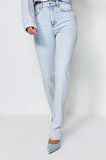 Kadın Moda Şık Kot Pantolon Boru Paça Regular Boy Denim Antrasit Yüksek Bel Jeans