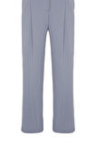 Kadın Yeni Moda Büyük Beden Geniş Paça Uzun Boy Dokuma Yüksek Bel Pileli Kumaş Pantolon