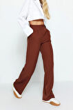 Kadın Yeni Moda Geniş Paça Regular Boy Dokuma Wide Leg Geniş Paça Pantolon