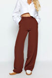 Kadın Yeni Moda Geniş Paça Regular Boy Dokuma Wide Leg Geniş Paça Pantolon