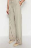 Kadın Yeni Moda Geniş Paça Regular Boy Dokuma Geniş Paça Wide Leg Pilili Pantolon