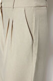Kadın Yeni Moda Geniş Paça Regular Boy Dokuma Geniş Paça Wide Leg Pilili Pantolon
