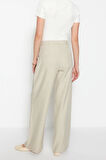 Kadın Yeni Moda Geniş Paça Regular Boy Dokuma Geniş Paça Wide Leg Pilili Pantolon