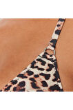 Yeni Animal Destekli Üçgen Normal Bel Slip Desenli Üçgen Bağlamalı Bikini Takımı