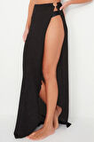 Kadın Moda Stil Maxi Astarsız Dokuma Maxi Dokuma Aksesuarlı Etek