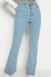 Kadın Moda Şık Kot Pantolon Geniş Paça Regular Boy Denim Yüksek Bel Crop Jeans