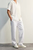 Erkek Moda Geniş Paça Regular Boy Dokuma Limited Edition Premium Loose Fit Etiket Detaylı Pantolon