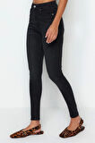 Kadın Moda Şık Kot Pantolon Dar Paça Regular Boy Denim Mavi İncelten Etki Yüksek Bel Skinny Jeans