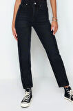Kadın Moda Şık Kot Pantolon Geniş Paça Regular Boy Denim Yüksek Bel Mom Jeans