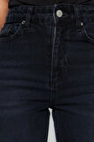Kadın Moda Şık Kot Pantolon Geniş Paça Regular Boy Denim Yüksek Bel Mom Jeans