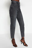 Kadın Moda Şık Kot Pantolon Geniş Paça Regular Boy Denim Yüksek Bel Mom Jeans