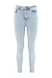 Kadın Moda Şık Kot Pantolon Dar Paça Regular Boy Denim Yüksek Bel Skinny Jeans