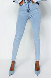 Kadın Moda Şık Kot Pantolon Dar Paça Regular Boy Denim Yüksek Bel Skinny Jeans