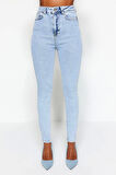 Kadın Moda Şık Kot Pantolon Dar Paça Regular Boy Denim Yüksek Bel Skinny Jeans