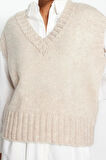 Kadın Moda Şık V Yaka Standart Kol Crop Yumuşak Dokulu Triko Süveter