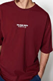 Yeni Sezon Oversize %100 Pamuk Bisiklet Yaka Kısa Kol Slogan Desenli Günlük T-Shirt