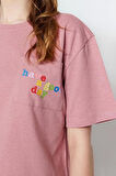 Kadın %100 Pamuk Bisiklet Yaka Kısa Kol 100% Pamuk Slogan Baskılı T-shirt-Şort Örme Pijama Takımı