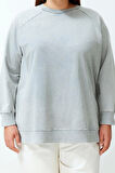 Kadın Tesettür Moda Şık Regular Bisiklet Yaka Standart Kol Regular Yıkamalı Örme Sweatshirt