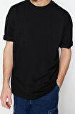 Yeni Sezon Oversize %100 Pamuk Bisiklet Yaka Kısa Kol Tropikal Desenli Günlük T-Shirt