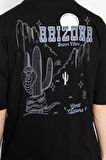 Yeni Sezon Oversize %100 Pamuk Bisiklet Yaka Kısa Kol Tropikal Desenli Günlük T-Shirt
