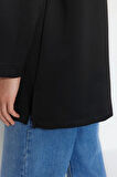 Kadın Tesettür Moda Regular Dik Yaka Düşük Kol Regular Fermuar Detaylı Dalgıç Scuba Örme Sweatshirt