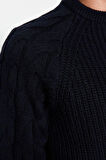 Erkek Moda Şık Regular Bisiklet Yaka Uzun Kol Saç Örgü Unisex Triko Kazak