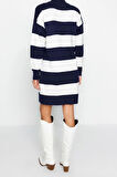 Yeni Oversize Casual Günlük Bürümcük Triko Dik Yaka Uzun Kol Kazak Elbise Mini Boy Elbise