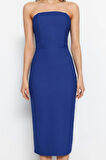 Yeni Fit Mezuniyet Balo Finike Dokuma Straplez Kolsuz Kol Bodycone Midi Boy Elbise