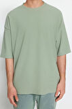 Yeni Sezon Oversize Polyester Bisiklet Yaka Kısa Kol Dokulu Desenli Günlük T-Shirt