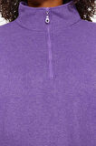 Kadın Büyük Beden Moda Şık Regular Dik Yaka Düşük Kol Crop Sweatshirt