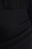 Kadın Moda Şık Mini Boy Kayık Yaka Slim Premium Dokulu Krep Drape Detaylı Örme Elbise