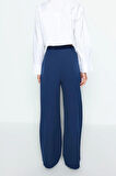 Kadın Yeni Moda Boru Paça Regular Boy Dokuma Wide Leg Geniş Paça Yüksek Bel Pantolon