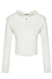 Kadın Moda Şık Crop Kapüşonlu Regular Crop Kapüşonlu Buklet Triko Hırka