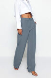 Kadın Yeni Moda Geniş Paça Uzun Boy Dokuma Yüksek Bel Wide Leg Geniş Paça Pilili Pantolon