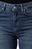 Kadın Moda Şık Kot Pantolon Dar Paça Regular Boy Denim Mavi Yüksek Bel Skinny Jeans