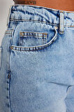 Kadın Moda Şık Kot Pantolon Dar Paça Regular Boy Denim Beyaz Yüksek Bel Mom Jeans