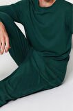 Erkek Polyester Bisiklet Yaka Uzun Kol Regular Fit Örme Pijama Takımı