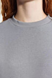 Kadın Regular Bisiklet Yaka Düşük Kol Regular Kalın İçi Polarlı Normal Kalıp Basic Örme Sweatshirt