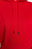 Kadın Moda Relaxed Kapüşonlu Düşük Kol Crop Kalın İçi Polarlı Rahat Kesim Crop Basic Örme Sweatshirt