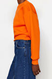 Kadın Moda Şık Crop Dik Yaka Düşük Kol Crop Rahat Kesim Crop Basic Kalın İçi polarlı Örme Sweatshirt