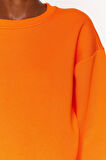 Kadın Moda Şık Crop Dik Yaka Düşük Kol Crop Rahat Kesim Crop Basic Kalın İçi polarlı Örme Sweatshirt