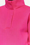 Kadın Crop Dik Yaka Standart Kol Crop Rahat Kesim Crop Çıtçıtlı Kalın İçi Polarlı Örme Sweatshirt