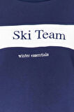 Kadın Moda Şık Regular Bisiklet Yaka Düşük Kol Uzun Kalın İçi Polarlı Slogan Nakışlı Örme Sweatshirt