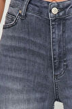 Kadın Moda Şık Kot Pantolon Dar Paça Uzun Boy Denim Gri Yüksek Bel Jeans